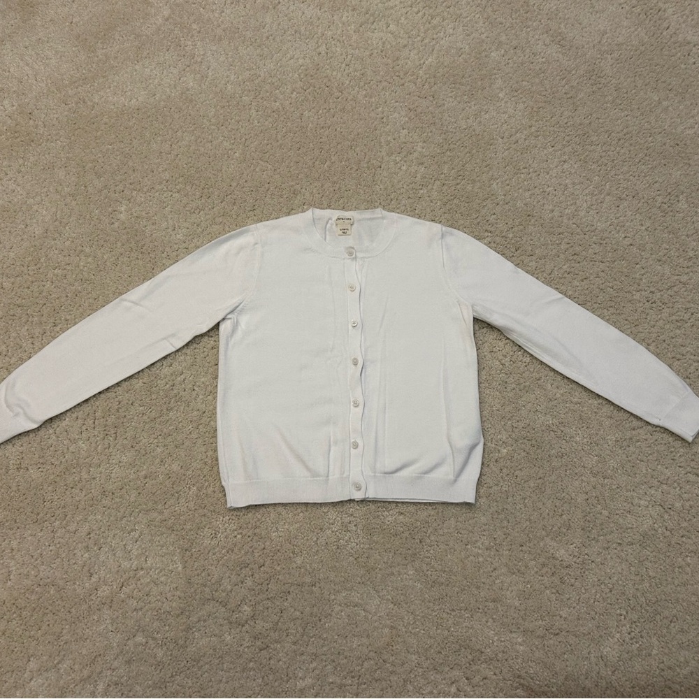 Girl’s Crewcuts Classic White Button - Front Cardigan in Size L (10-11)